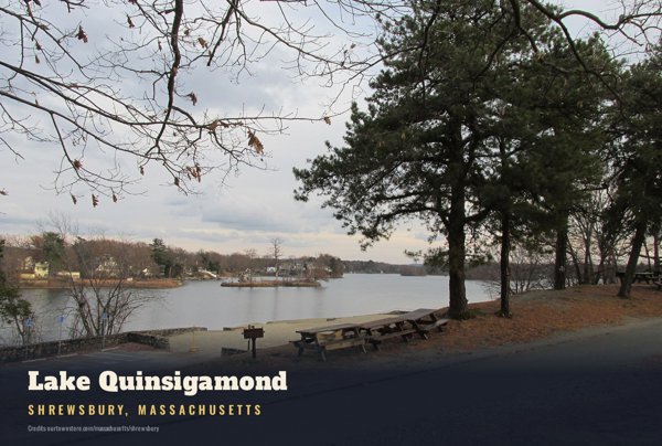 Shrewsbury Lake Quinsigamond Postcard artwork detail