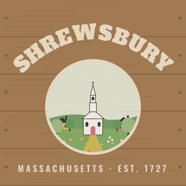 Shrewsbury Hometown Wood Sign artwork detail