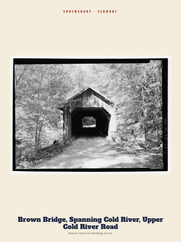 Shrewsbury Brown Bridge, Spanning Cold River, Upper Cold River Road Archive Print artwork detail