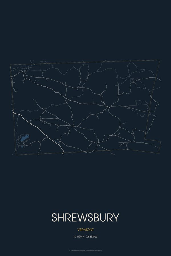 Shrewsbury Street Map Poster · Midnight artwork detail