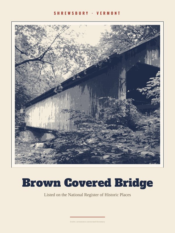Shrewsbury Brown Covered Bridge Landmark Print artwork detail