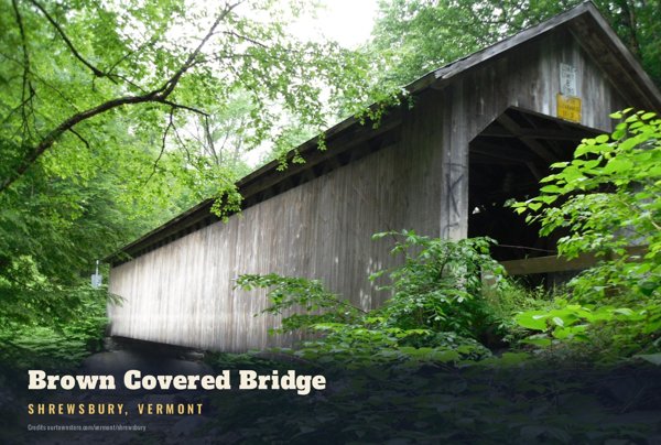 Shrewsbury Brown Covered Bridge Postcard artwork detail