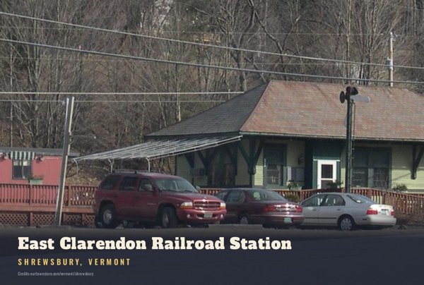 Shrewsbury East Clarendon Railroad Station Postcard artwork detail
