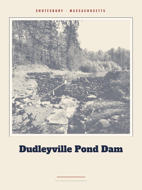 Shutesbury Dudleyville Pond Dam Landmark Print artwork detail