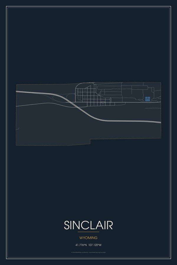 Sinclair Street Map Poster · Midnight artwork detail