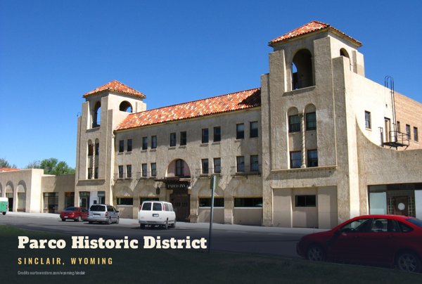 Sinclair Parco Historic District Postcard artwork detail