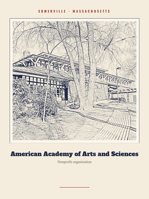 Somerville American Academy of Arts and Sciences Landmark Print artwork detail