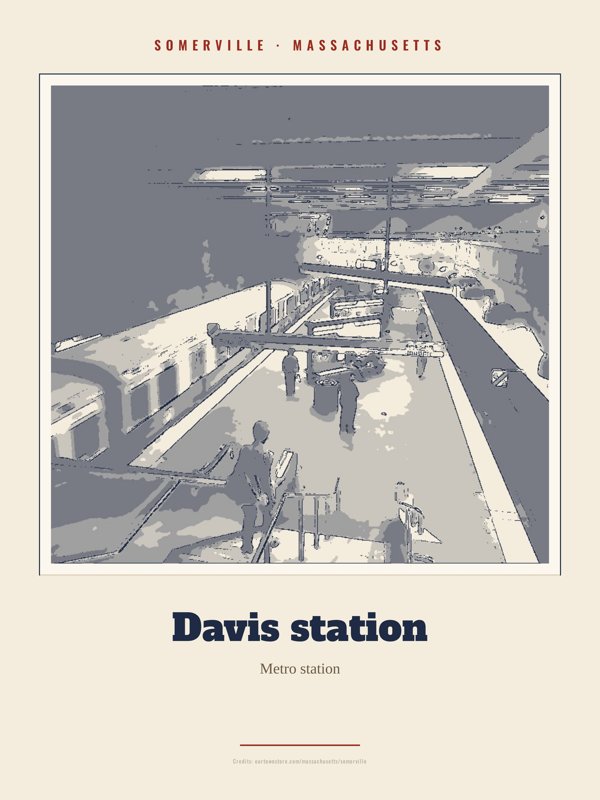 Somerville Davis station Landmark Print artwork detail