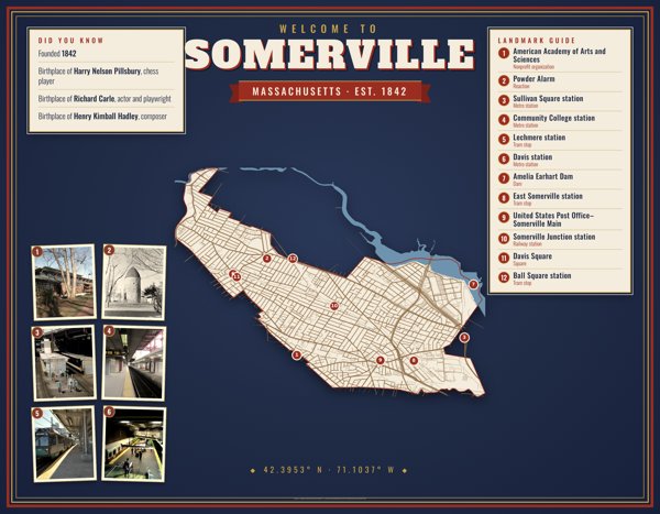Somerville Map Placemat artwork detail