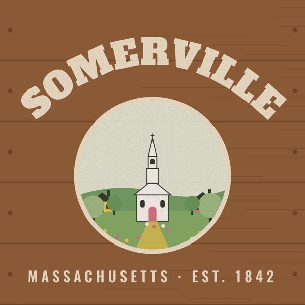 Somerville Hometown Wood Sign artwork detail