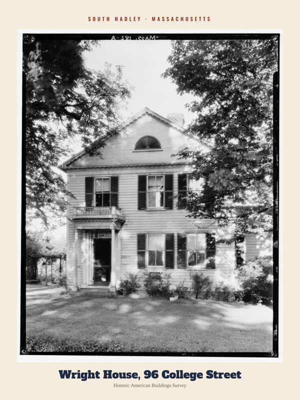 South Hadley Wright House, 96 College Street Archive Print artwork detail