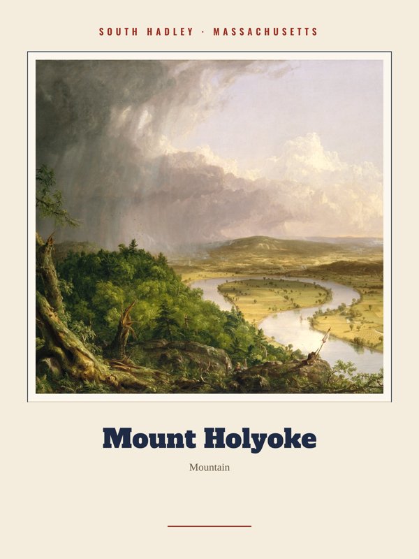 South Hadley Mount Holyoke Landmark Print artwork detail