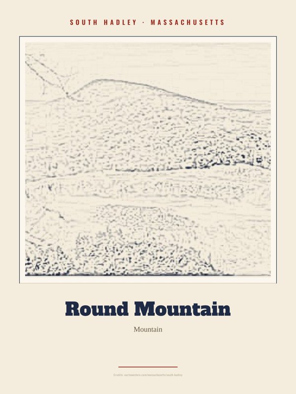 South Hadley Round Mountain Landmark Print artwork detail