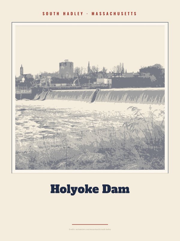 South Hadley Holyoke Dam Landmark Print artwork detail