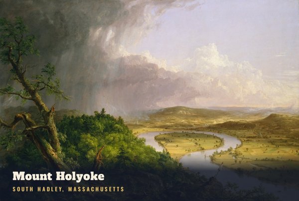 South Hadley Mount Holyoke Postcard artwork detail