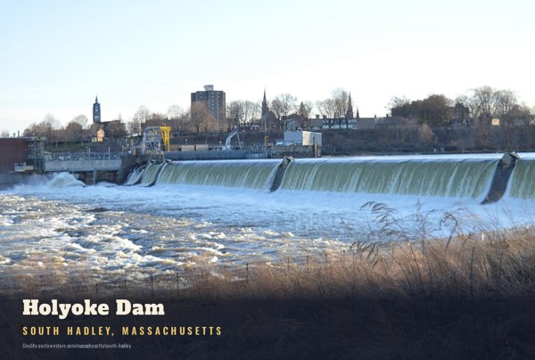 South Hadley Holyoke Dam Postcard artwork detail