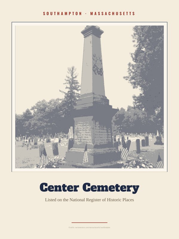 Southampton Center Cemetery Landmark Print artwork detail