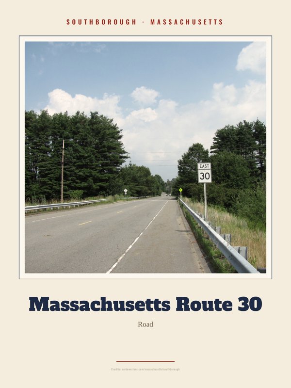 Southborough Massachusetts Route 30 Landmark Print artwork detail
