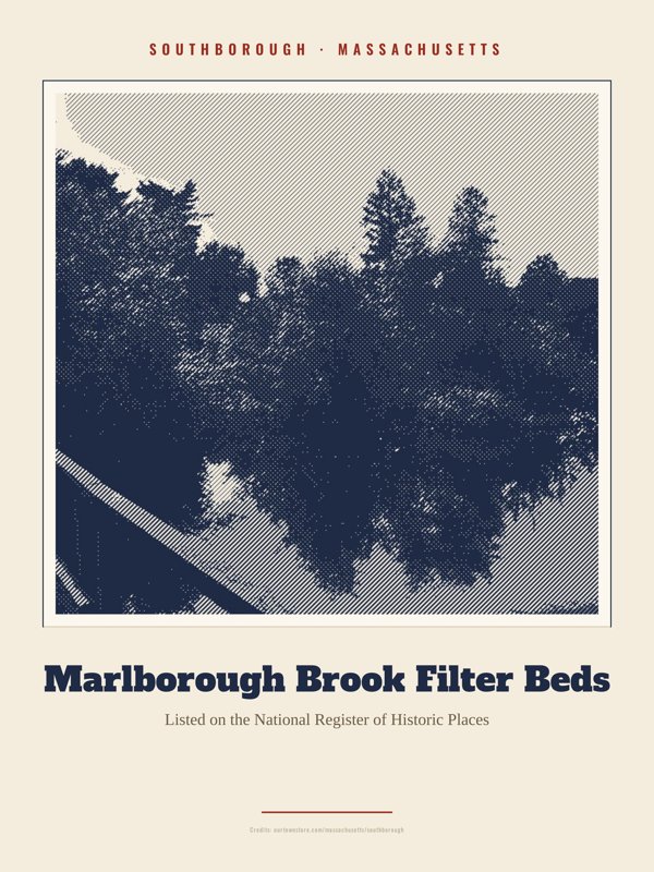 Southborough Marlborough Brook Filter Beds Landmark Print artwork detail