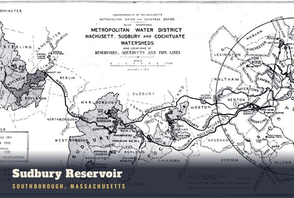 Southborough Sudbury Reservoir Postcard artwork detail