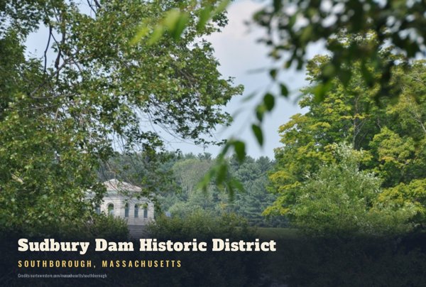 Southborough Sudbury Dam Historic District Postcard artwork detail