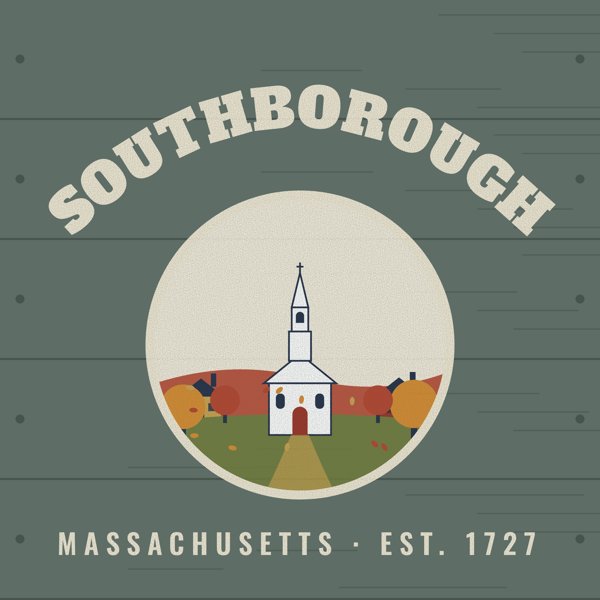 Southborough Hometown Wood Sign artwork detail