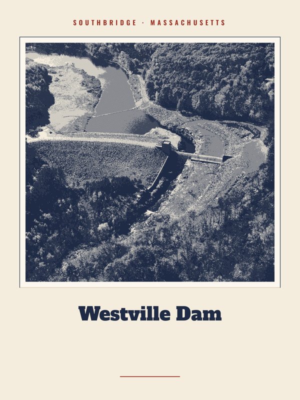 Southbridge Westville Dam Landmark Print artwork detail