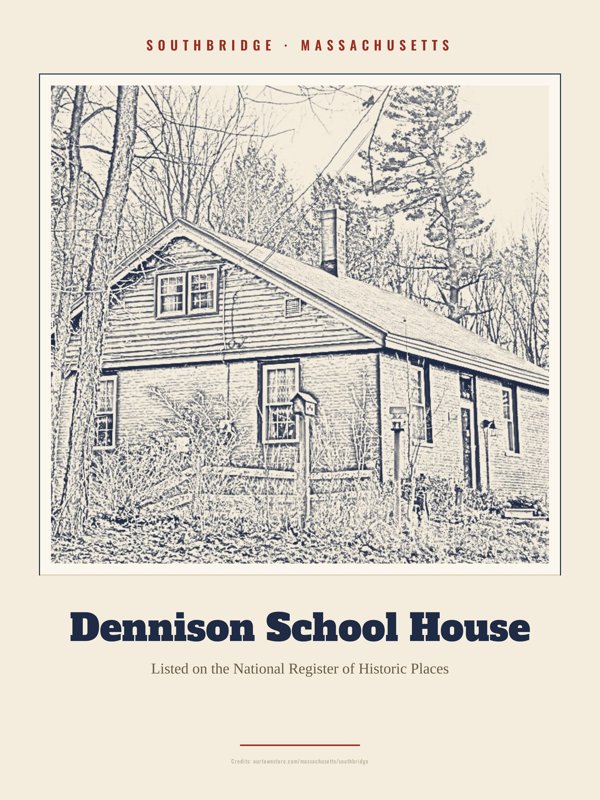 Southbridge Dennison School House Landmark Print artwork detail