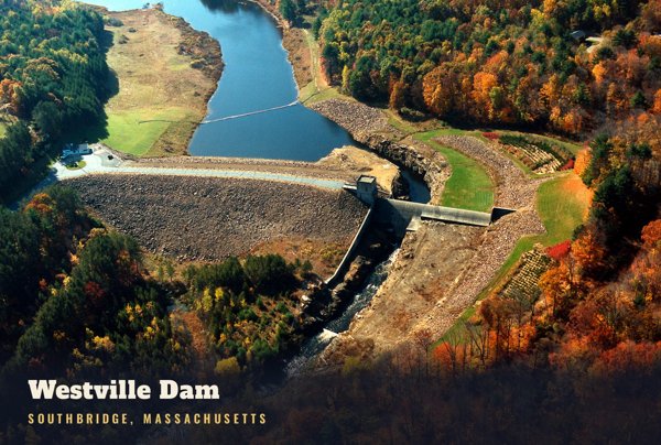 Southbridge Westville Dam Postcard artwork detail