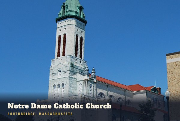 Southbridge Notre Dame Catholic Church Postcard artwork detail