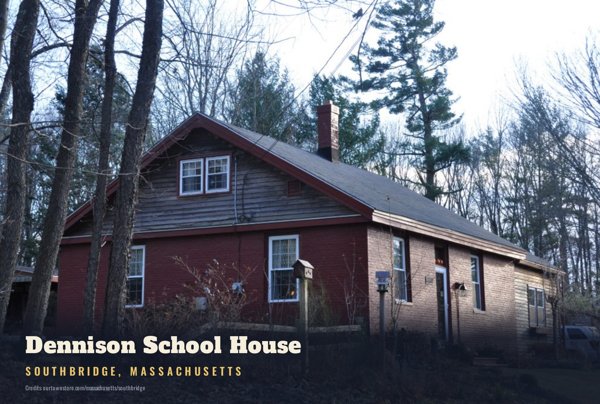 Southbridge Dennison School House Postcard artwork detail
