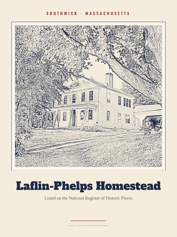 Southwick Laflin-Phelps Homestead Landmark Print artwork detail