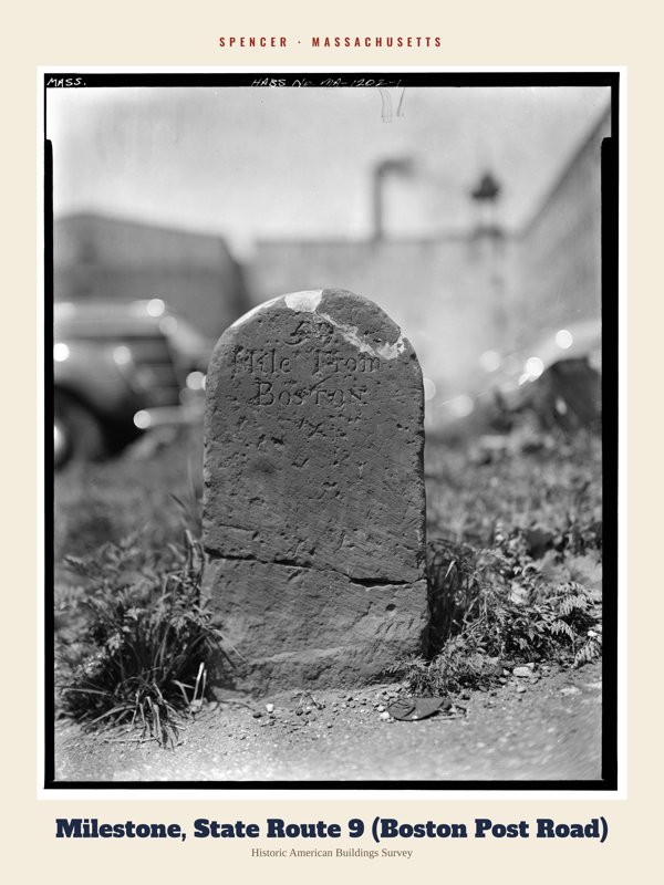 Spencer Milestone, State Route 9 (Boston Post Road) Archive Print artwork detail