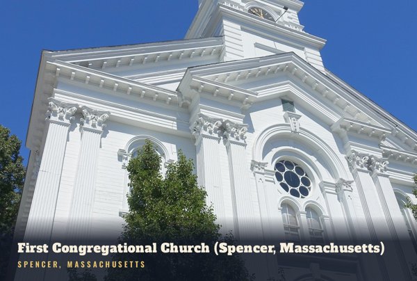 Spencer First Congregational Church (Spencer, Massachusetts) Postcard artwork detail