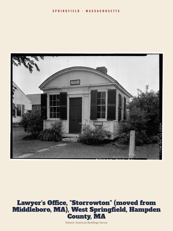 Springfield Lawyer's Office, "Storrowton" (moved from Middleboro, MA), West Springfield, Hampden County, MA Archive Print artwork detail