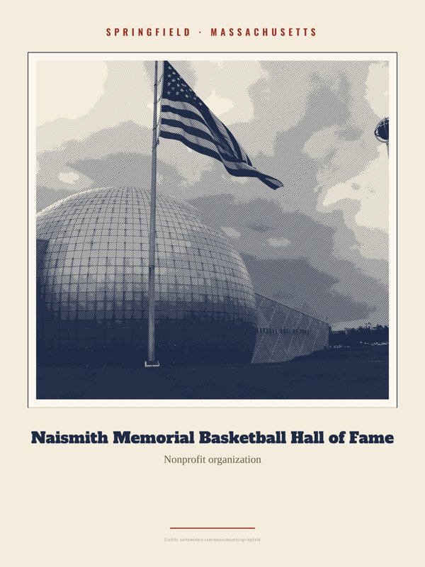 Springfield Naismith Memorial Basketball Hall of Fame Landmark Print artwork detail