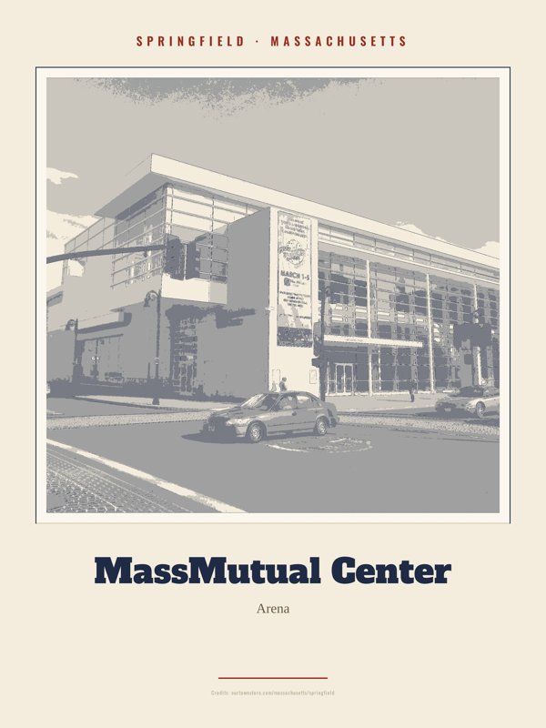 Springfield MassMutual Center Landmark Print artwork detail