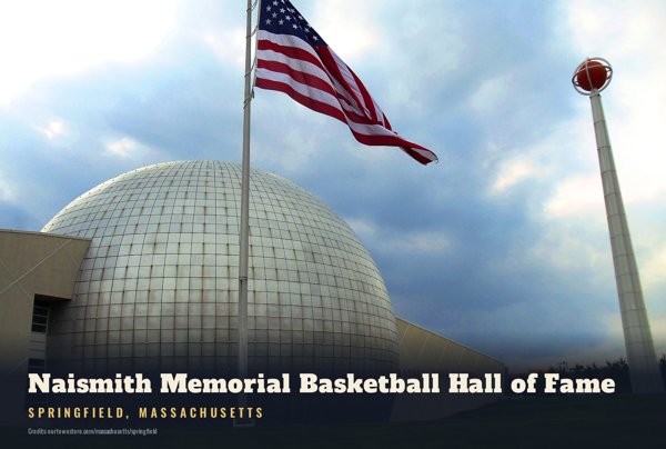 Springfield Naismith Memorial Basketball Hall of Fame Postcard artwork detail