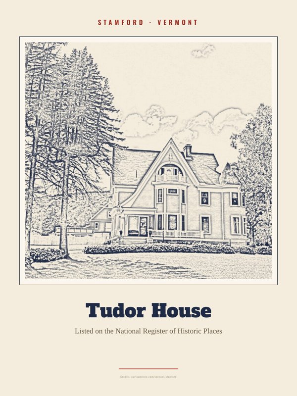 Stamford Tudor House Landmark Print artwork detail