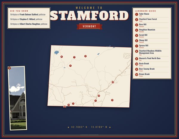 Stamford Map Placemat artwork detail