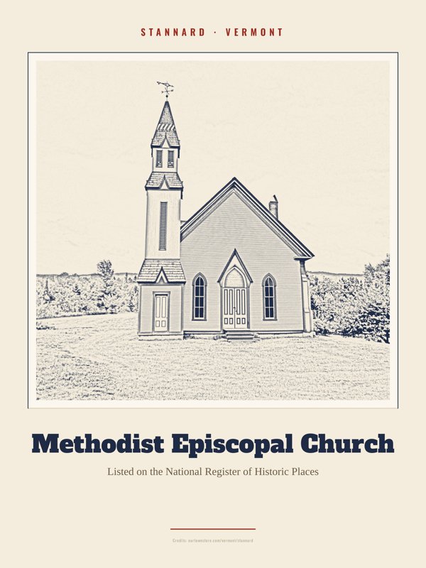 Stannard Methodist Episcopal Church Landmark Print artwork detail
