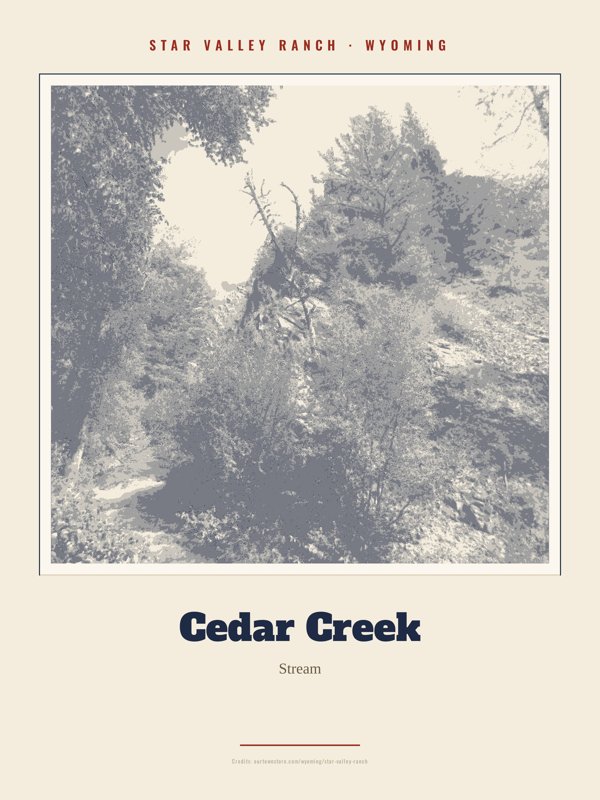 Star Valley Ranch Cedar Creek Landmark Print artwork detail