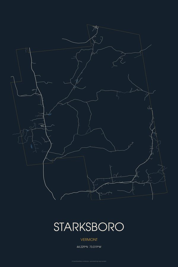 Starksboro Street Map Throw Blanket artwork detail
