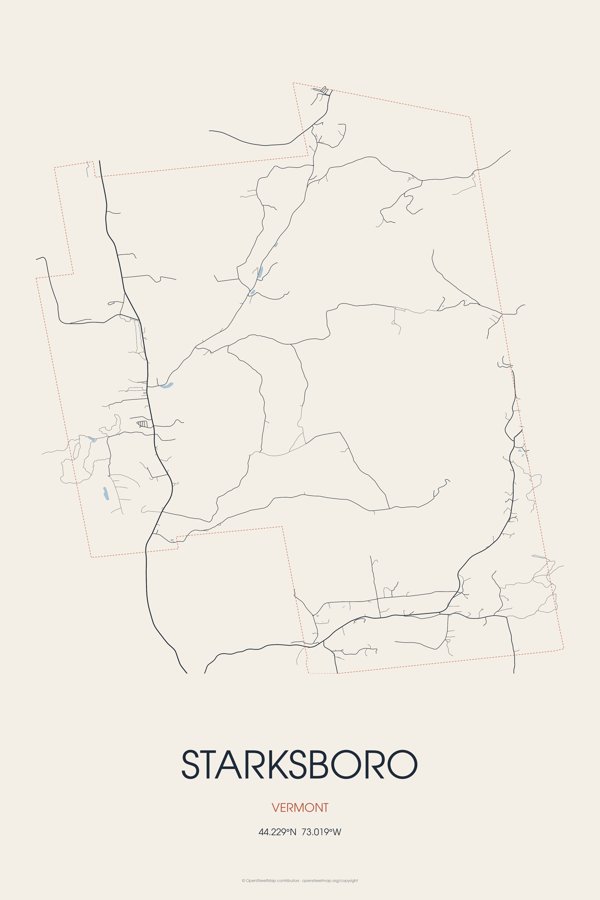 Starksboro Street Map Poster · Linen artwork detail