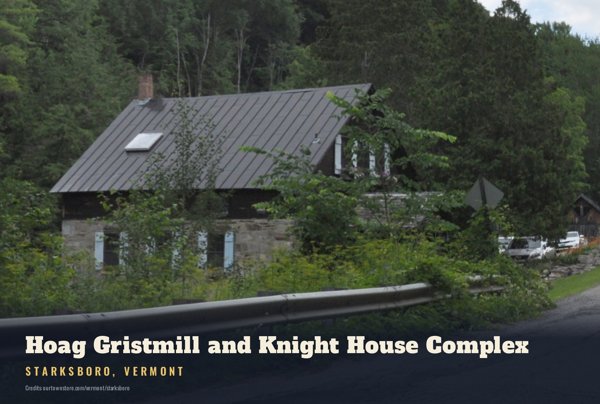 Starksboro Hoag Gristmill and Knight House Complex Postcard artwork detail