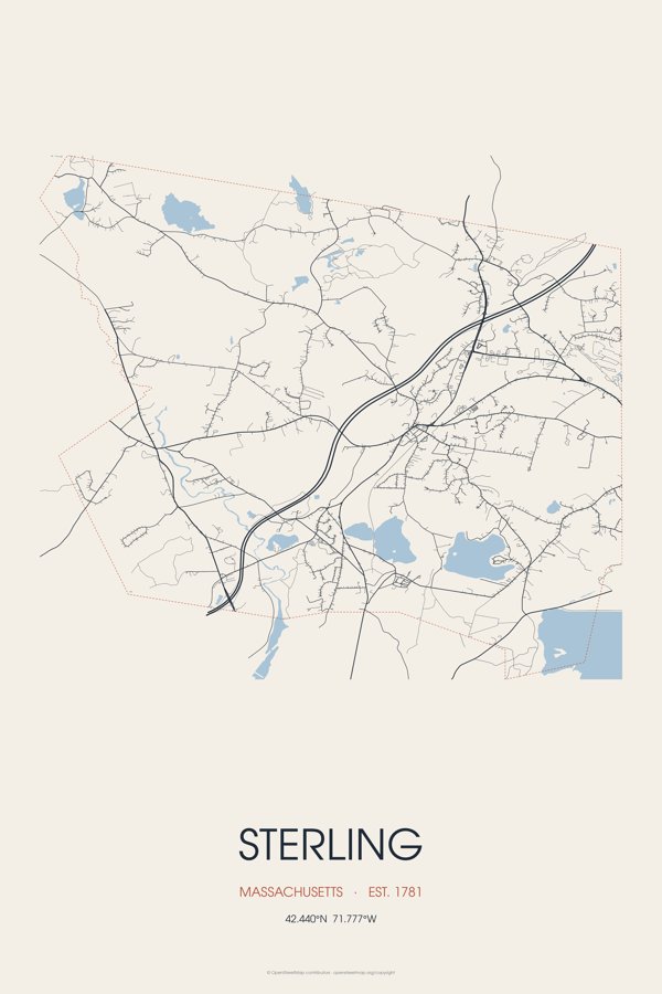 Sterling Street Map Poster · Linen artwork detail