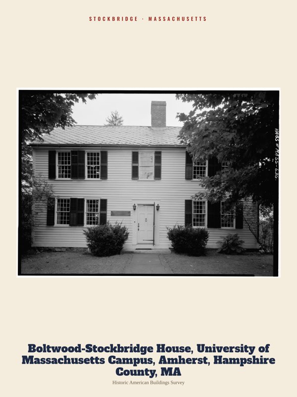 Stockbridge Boltwood-Stockbridge House, University of Massachusetts Campus, Amherst, Hampshire County, MA Archive Print artwork detail