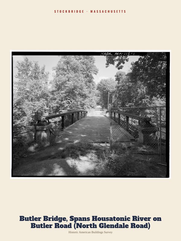 Stockbridge Butler Bridge, Spans Housatonic River on Butler Road (North Glendale Road) Archive Print artwork detail
