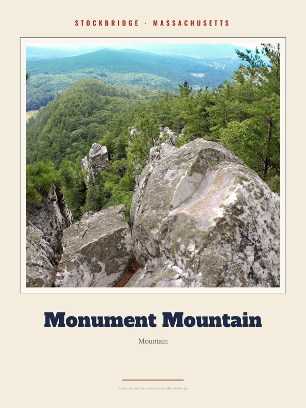 Stockbridge Monument Mountain Landmark Print artwork detail