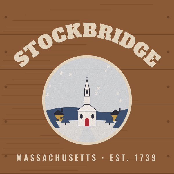 Stockbridge Hometown Wood Sign artwork detail